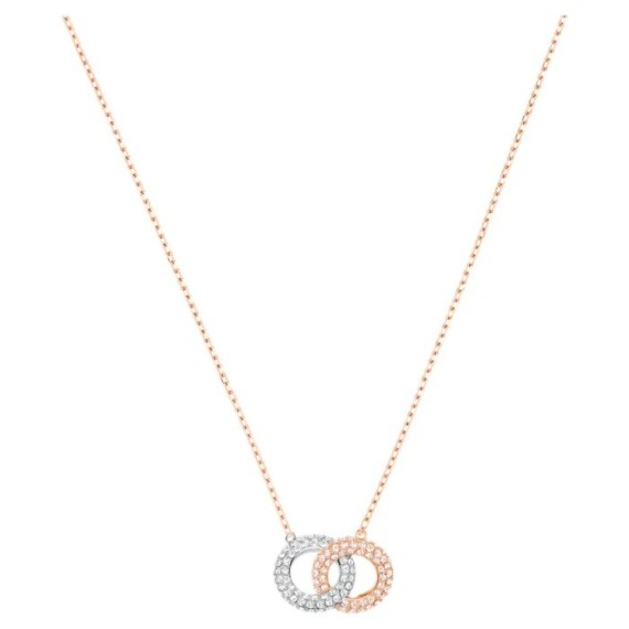 COLLIER DEXTERA CERCLES ENTRELACÉS - ARGENTÉ ET ROSÉ