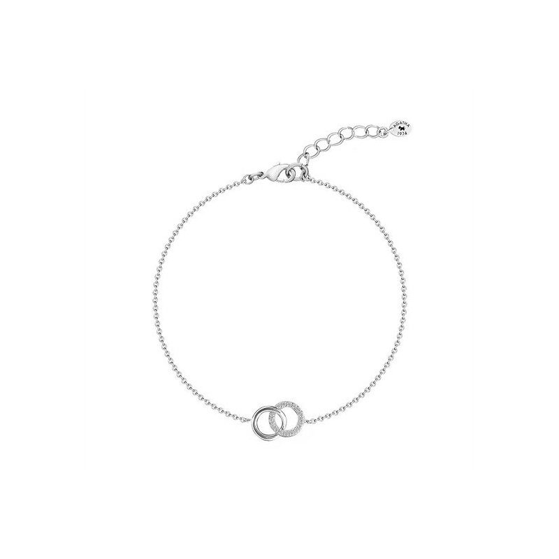 AGATHA RONDOU BRACELET, ANNEAUX ENTRELACÉS DONT 1 PAVÉ CRISTAL / ARGENTÉ INCONTO