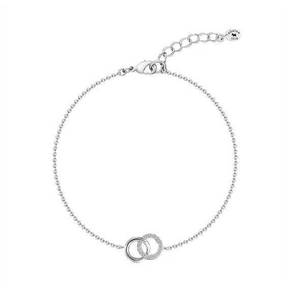 AGATHA RONDOU BRACELET, ANNEAUX ENTRELACÉS DONT 1 PAVÉ CRISTAL / ARGENTÉ INCONTO
