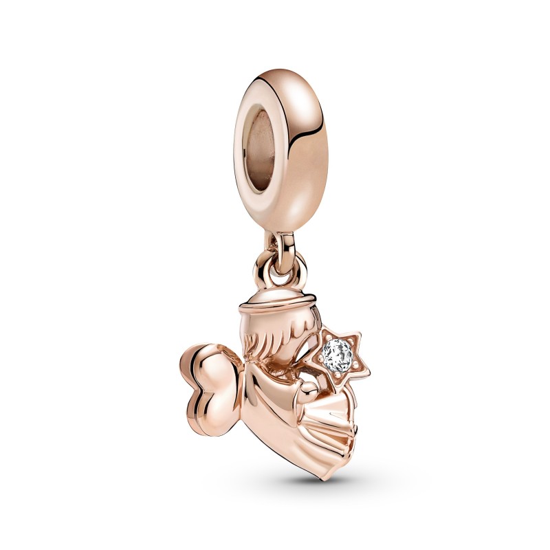 CHARM PENDANT ANGE À AILES EN FORME DE COEUR PANDORA ROSE