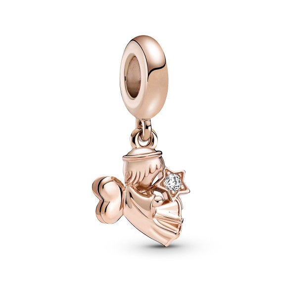 CHARM PENDANT ANGE À AILES EN FORME DE COEUR PANDORA ROSE