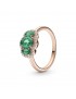 BAGUE VINTAGE TROIS PIERRES VERTE T52