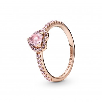 BAGUE COEUR SURÉLEVÉ SCINTILLANT ROSE T54