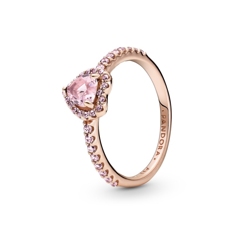 BAGUE COEUR SURÉLEVÉ SCINTILLANT ROSE T54
