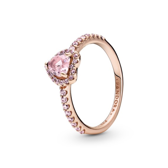 BAGUE COEUR SURÉLEVÉ SCINTILLANT ROSE T54