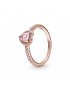 BAGUE COEUR SURÉLEVÉ SCINTILLANT ROSE T54