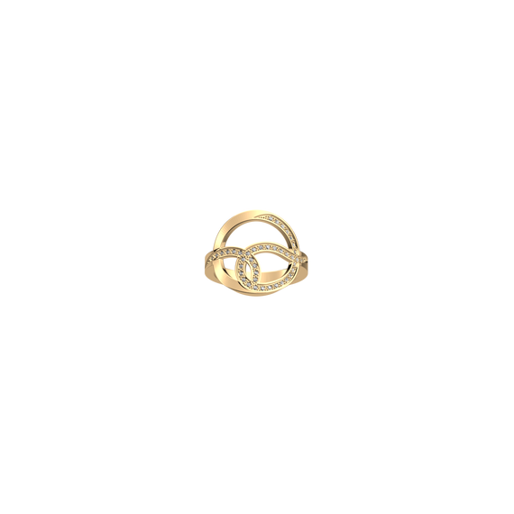 BAGUE RONDE AURORE BORÉALE D.16MM FINITION DORÉE T54