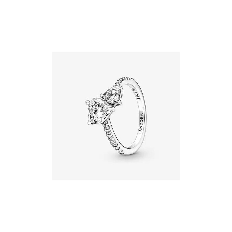 BAGUE SCINTILLANTE COEUR DOUBLE T54