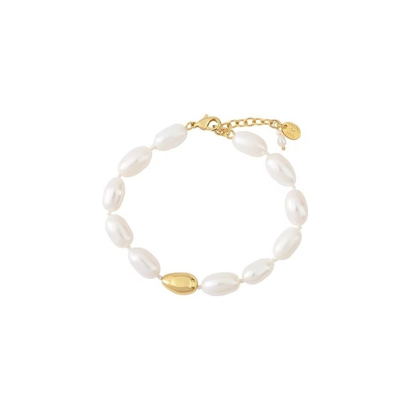 AGATHA BRACELET SOUPLE IDYLLE PERLES DORÉ