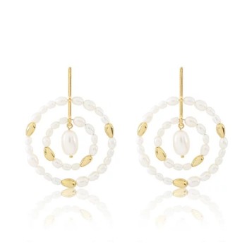 AGATHA BOUCLES D OREILLES PENDANTES PERLES - DORÉ