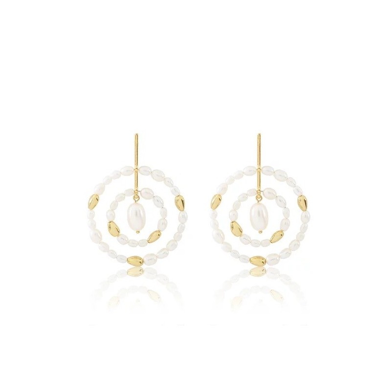 AGATHA BOUCLES D OREILLES PENDANTES PERLES - DORÉ