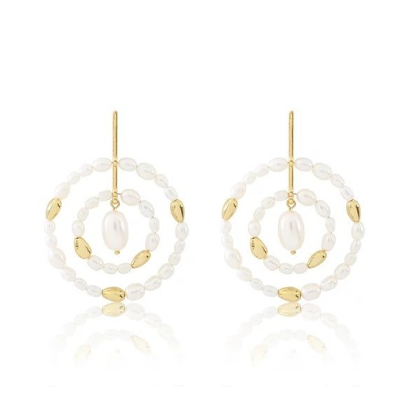 AGATHA BOUCLES D OREILLES PENDANTES PERLES - DORÉ