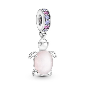 CHARM PENDANT TORTUE DE MER ROSE EN VERRE DE MURANO