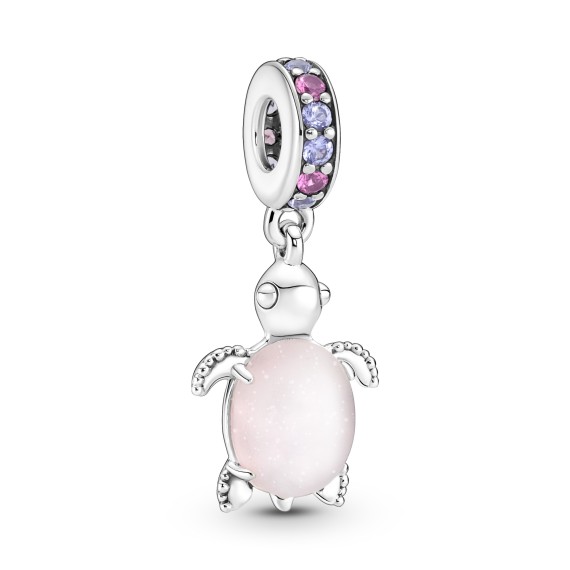 CHARM PENDANT TORTUE DE MER ROSE EN VERRE DE MURANO