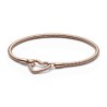 BRACELET MAILLE SERPENT FERMOIR COEUR PANDORA MOMENTS 17CM - ROSÉ