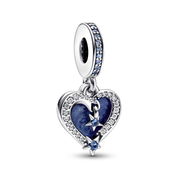 CHARM PENDANT DOUBLE COEUR ÉTOILE FILANTE CÉLESTE