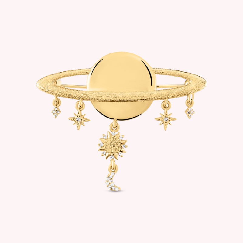BROCHE PLANÈTE BIGBANG - DORÉ