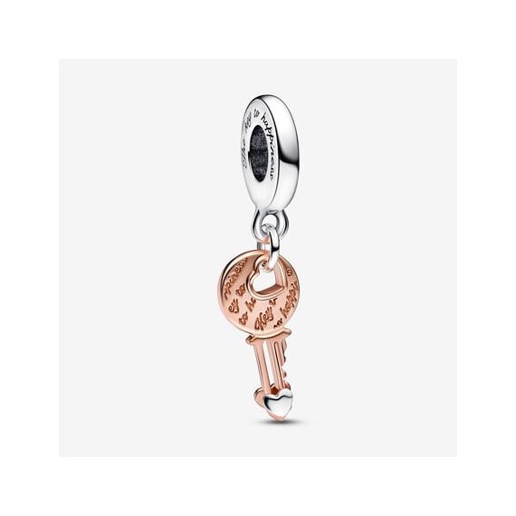 CHARM PENDANT CLÉ ET COEUR COULISSANT BICOLORE