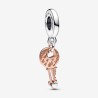 CHARM PENDANT CLÉ ET COEUR COULISSANT BICOLORE