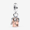 CHARM PENDANT TRIPLE CLÉ, CADENAS ET COEUR BICOLORE