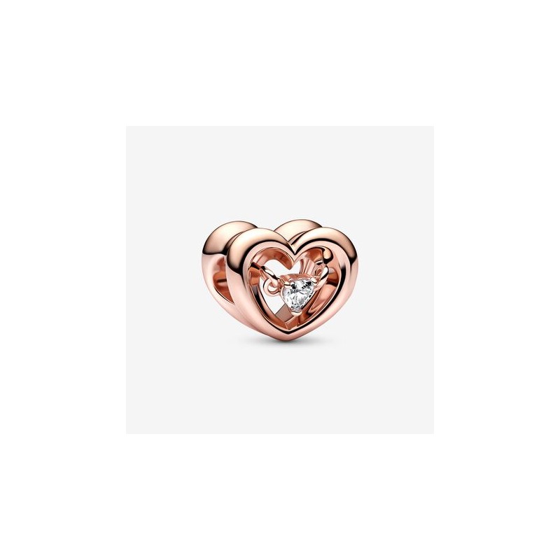 CHARM COEUR RAYONNANT ET PIERRE FLOTTANTE ROSÉ