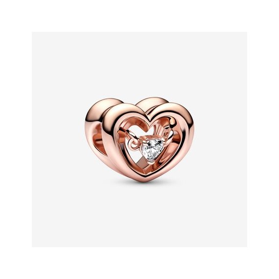 CHARM COEUR RAYONNANT ET PIERRE FLOTTANTE ROSÉ