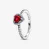 BAGUE COEUR ROUGE SURÉLEVÉ T56