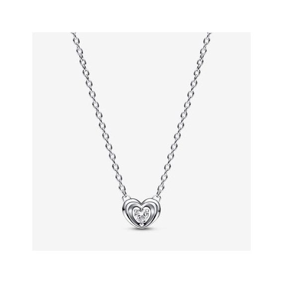 COLLIER COEUR RAYONNANT ET PIERRE FLOTTANTE