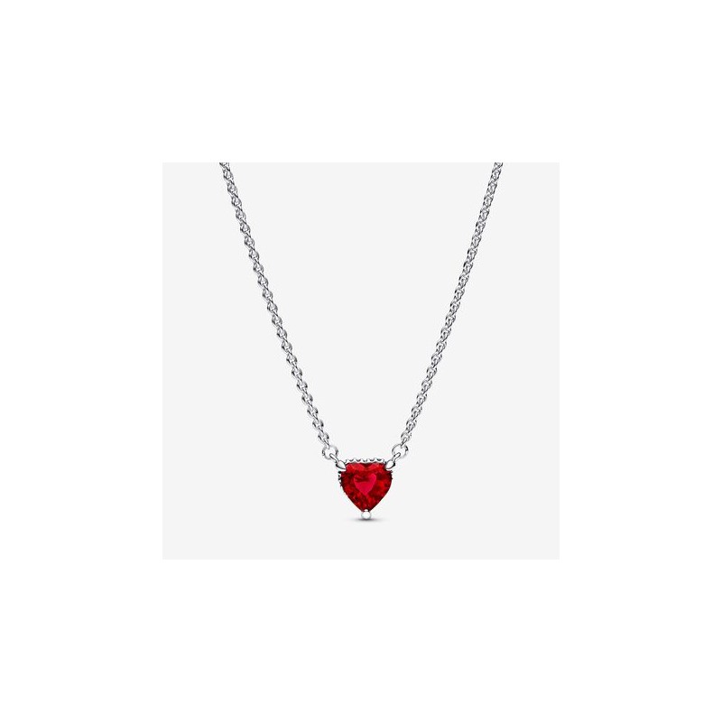 COLLIER HALO COEUR SCINTILLANT ROUGE