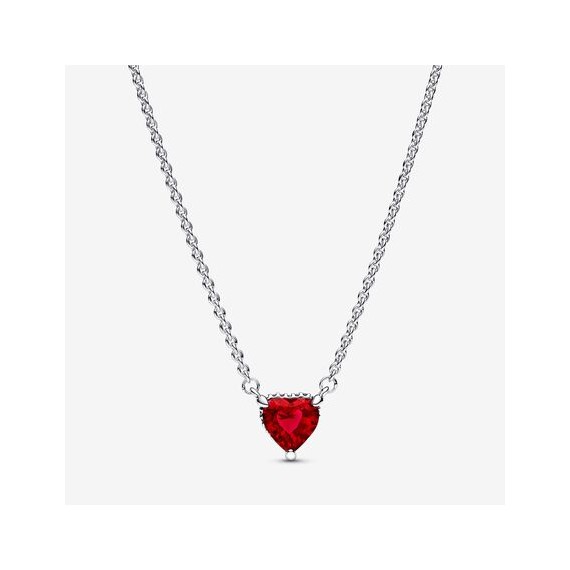 COLLIER HALO COEUR SCINTILLANT ROUGE