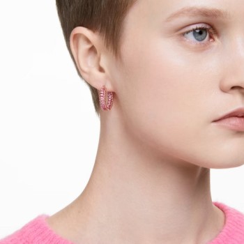 ANNEAUX D OREILLES TAILLE BAGUETTE MATRIX - ROSE