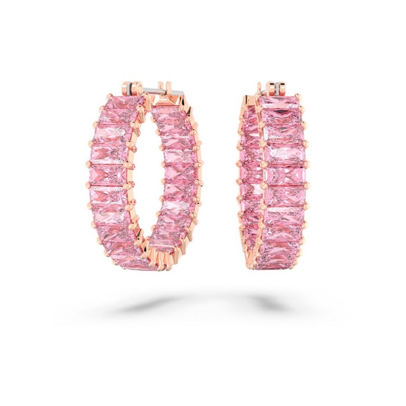 ANNEAUX D OREILLES TAILLE BAGUETTE MATRIX - ROSE