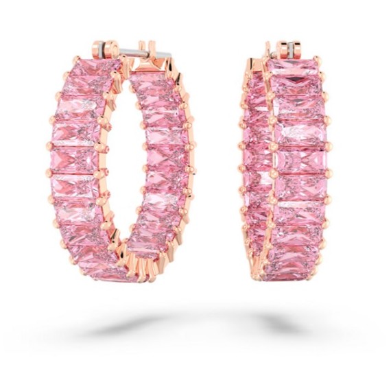ANNEAUX D OREILLES TAILLE BAGUETTE MATRIX - ROSE