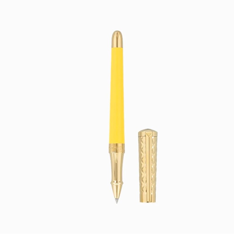 STYLO ROLLER LIBERTÉ LAQUE JAUNE ET OR JAUNE S.T. DUPONT