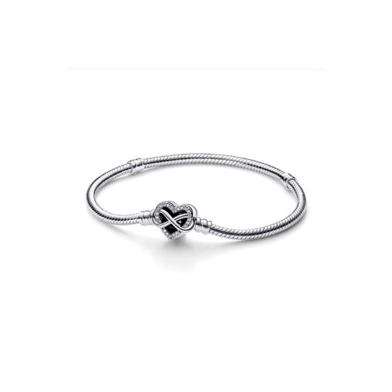BRACELET MAILLE SERPENT FERMOIR COEUR DE L INFINI SCINTILLANT 17CM