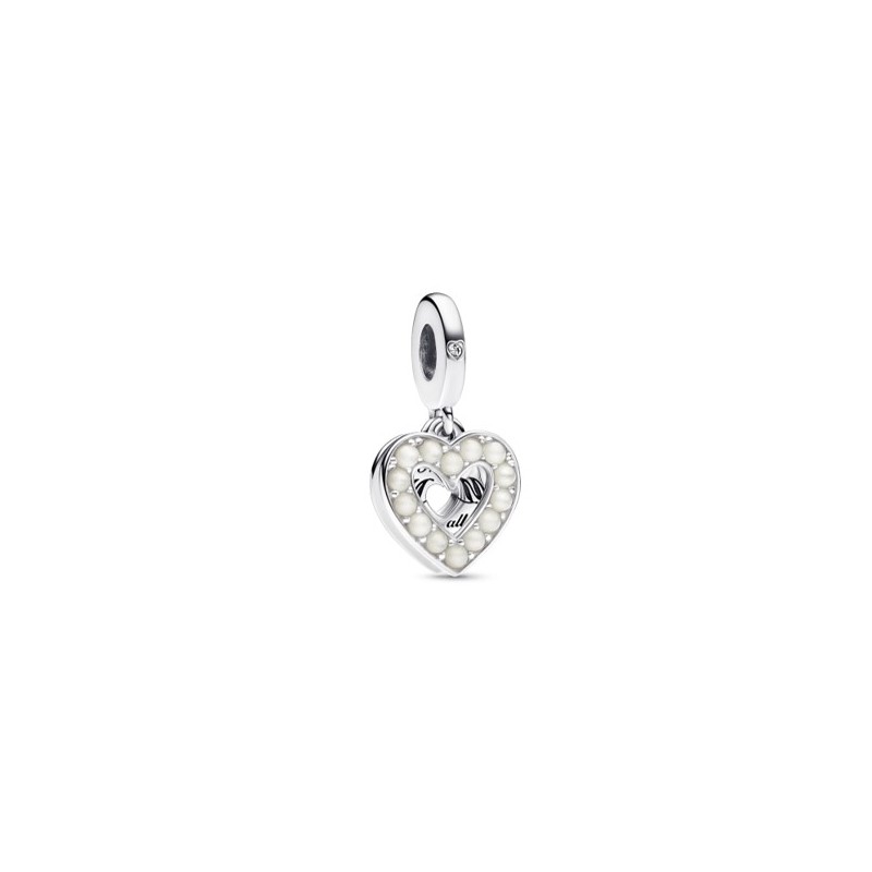 CHARM PENDANT DOUBLE COEUR BLANC NACRÉ