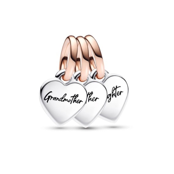 CHARM PENDANT TRIPLE GÉNÉRATION DE C?URS FAMILLE SÉPARABLE BICOLORE