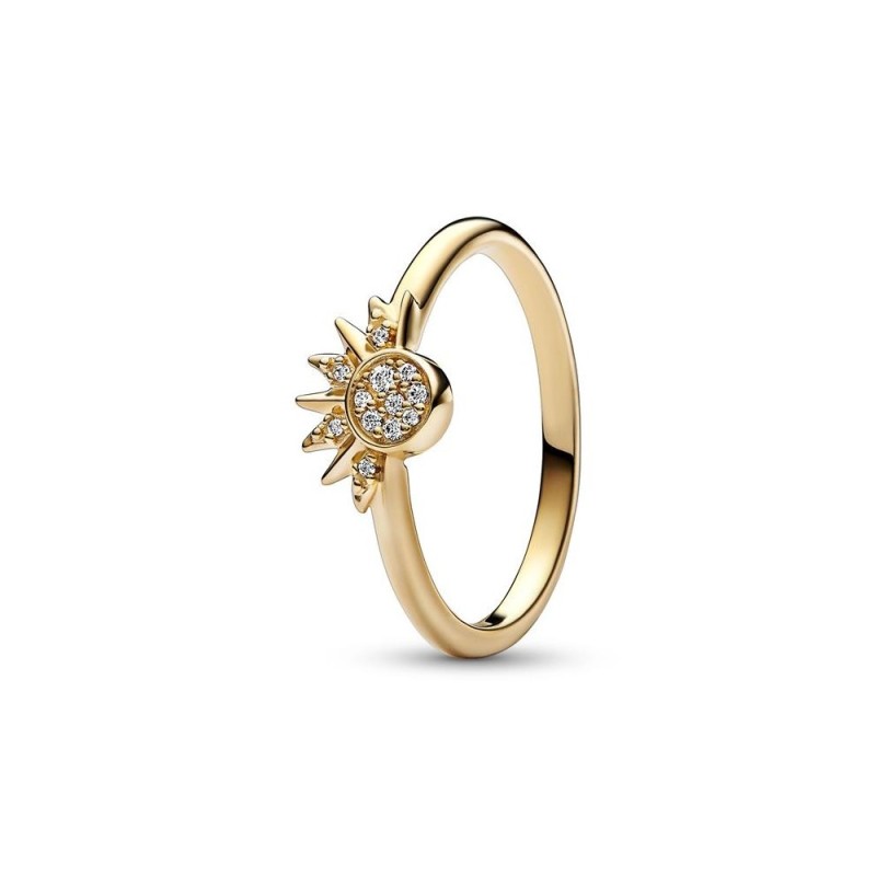 BAGUE CÉLESTE SOLEIL SCINTILLANT DORÉE T54
