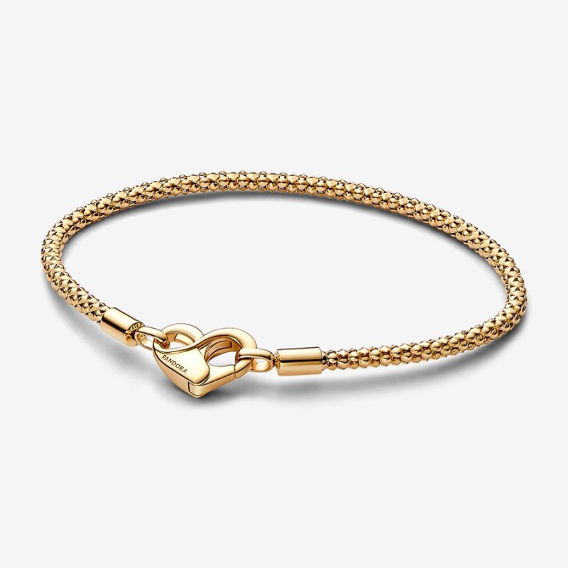 BRACELET MAILLE DORÉ  COEUR 18 CM