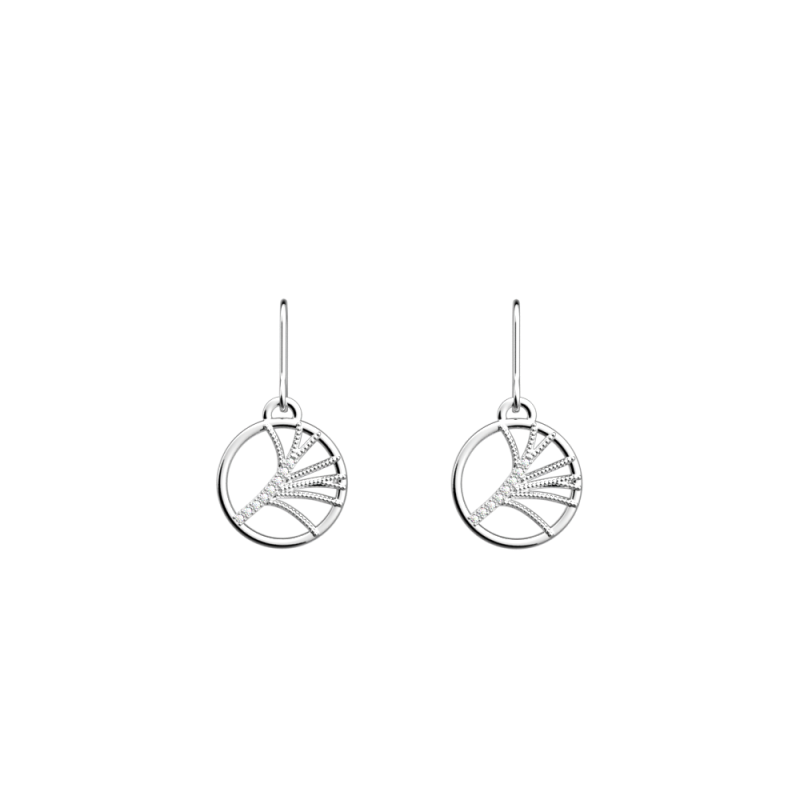 BOUCLES D OREILLES ROSE DES SABLES FINITION ARGENTÉE 16 MM