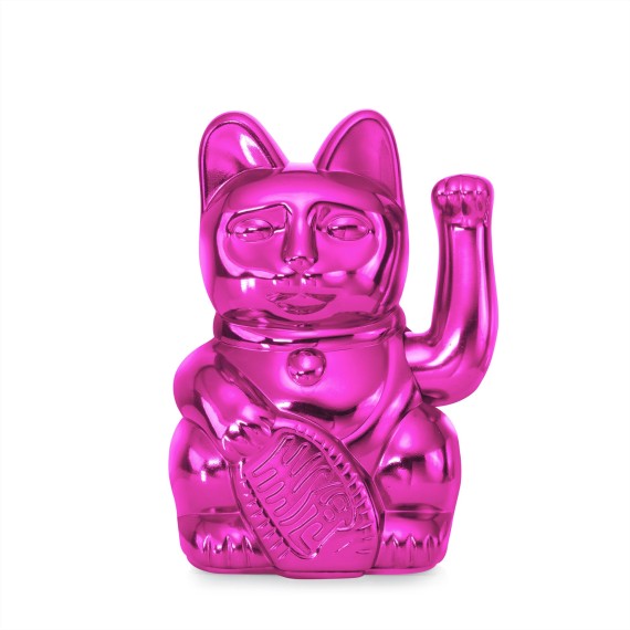 CHAT PORTE-BONHEUR MANEKI NEKO ROSE METALLISE