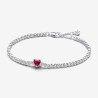 BRACELET RIVIÈRE COEUR SCINTILLANT ROUGE 18CM