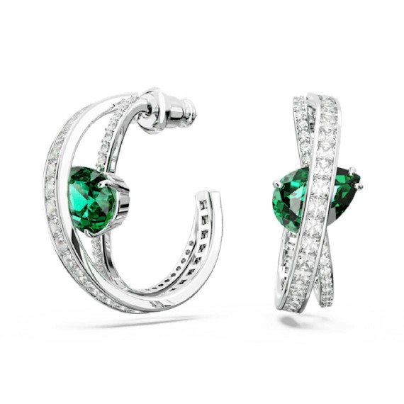 ANNEAUX D OREILLES HYPERBOLA - ARGENTÉ ET VERT