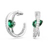 ANNEAUX D OREILLES HYPERBOLA - ARGENTÉ ET VERT