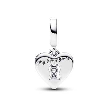 CHARM PENDANT DOUBLE COEUR ROUGE ET SERRURE