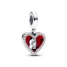 CHARM PENDANT DOUBLE COEUR ROUGE ET SERRURE