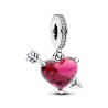CHARM PENDANT COEUR ROUGE ET FLÈCHE EN VERRE DE MURANO