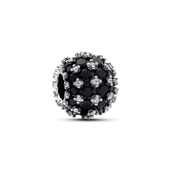 CHARM NOIR ROND PAVÉ SCINTILLANT