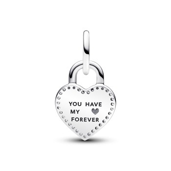 CHARM PENDANT DOUBLE CADENAS COEUR BARRE PIVOTANTE