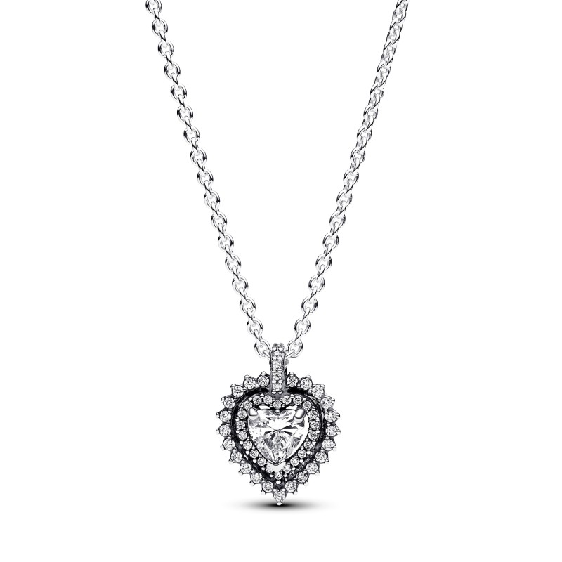 COLLIER AVEC PENDENTIF HALO COEUR SCINTILLANT